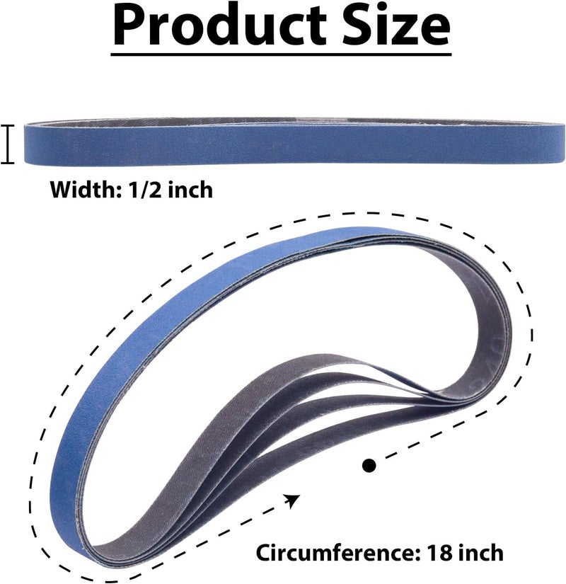 SHUTTLE GENIUS 36 Pack 1/2 x 18 Inch Sanding Belts, 4 pcs Each of 80/120/240/400/600/800/1000/2500/5000 Grit, 1/2x18 Replacement Sanding Belts for Air/Electirc Belt Sander,Woodworking Metal Polishing - Image 2